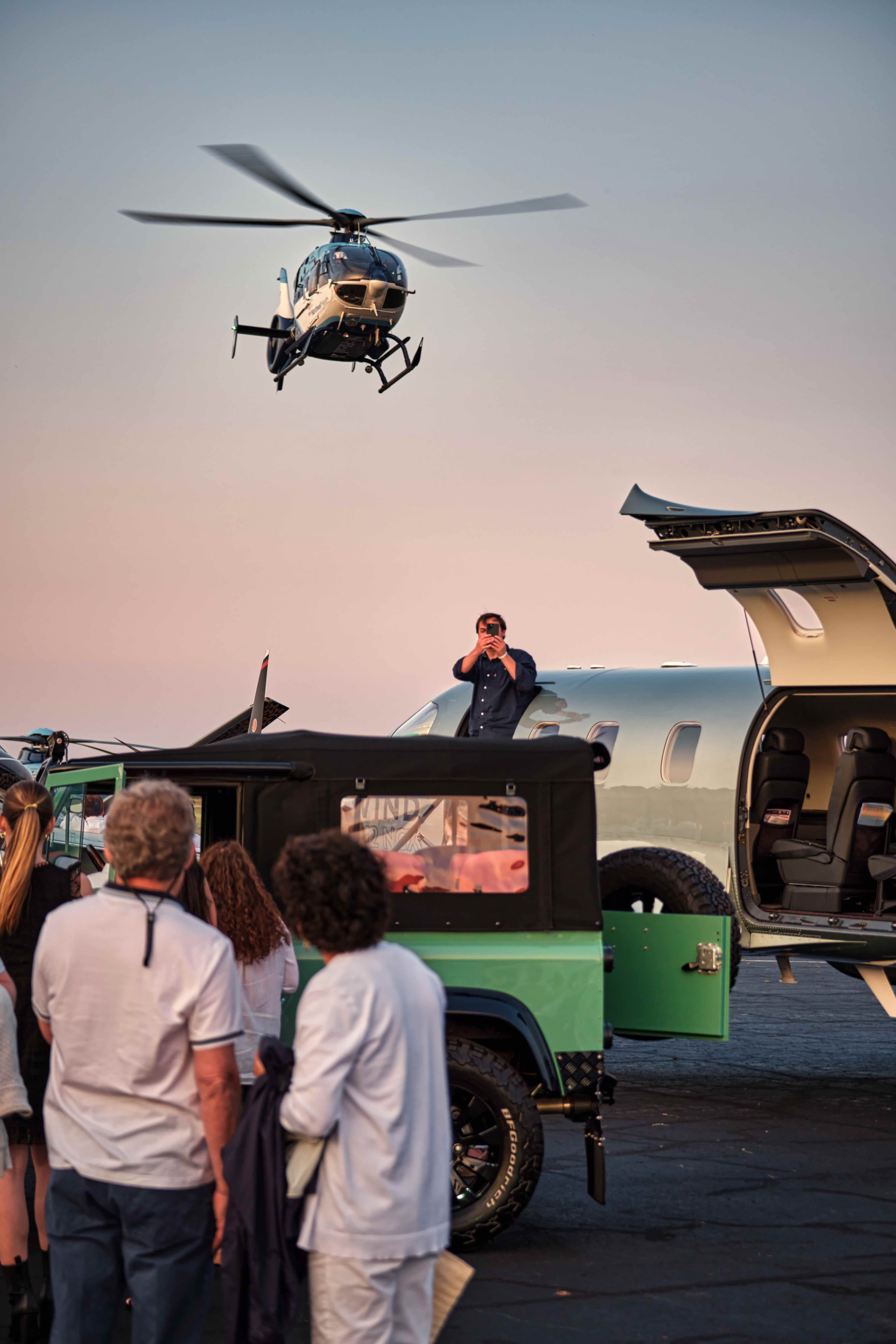 Helicopter arrival